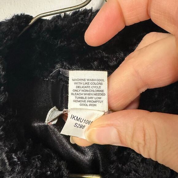 Intuitions Black Faux Fur Textured Cotton Blend Jacket Women's Medium - Picture 6 of 6